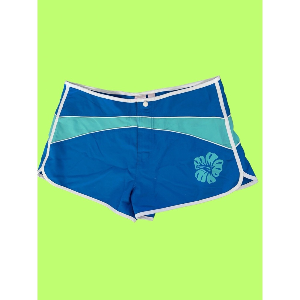 Victoria's Secret Y2K Vintage Womens Board Shorts Medium Blue Turquoise Flower